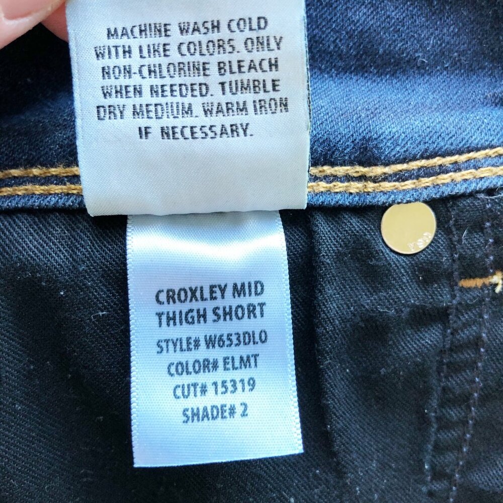 HUDSON Croxley Mid Thigh Dark Wash Rolled Hem Shorts Womens 26 - Picture 7 of 10